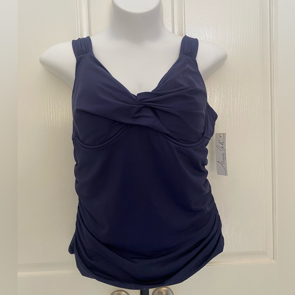 Anne Cole Navy Blue Bathing Suit Top Sz 20W